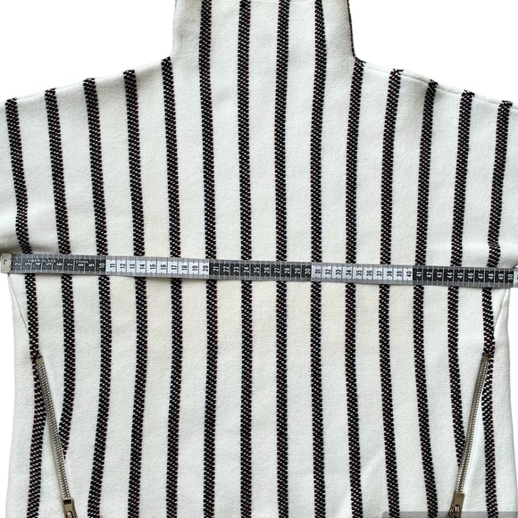 Maje Matina Jacquard Wool Blend Knit Boxy Striped Turtleneck in Ecru Size Small - Picture 12 of 14